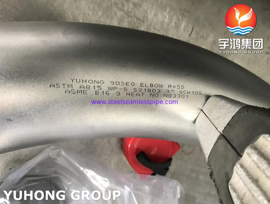 ASTM A815 WPS31803 ASME B16.9 3&quot; SCH10S R=5Dの二重ステンレス鋼のくねり