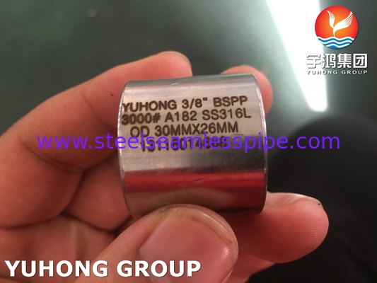 ASTM A182 F316L ステンレス鋼製鋳造パイプフィッティング,BSPPスレッド式コップリング 3000LBS