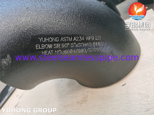 ASTM A234 WP9 CL1 90° ELBOW BW SR 5" SCH40 シームレスパイプフィッティング