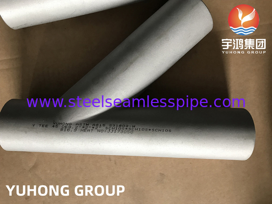 ASTM A815 UNS S31803 デュプレックス鋼管接続器 45度Y横断