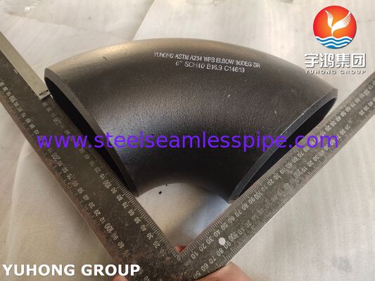 ASTM A234 WPB 高強度炭素鋼 90°エルボ 突合せ溶接エルボ ロングエルボ (1.5D) 石油、ガス、水道管システム用