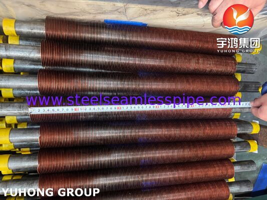 ASTM A106 Gr.B 空気冷却器用 CU-T2 銅フィン付き埋め込みフィン付きチューブ