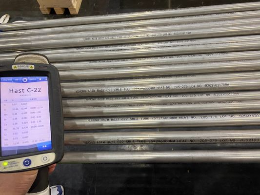 ASTM B622 C22 (UNS NO6022) ハステロイ鋼のシームレスチューブ,ET (ASTM E571),UT ((ASTM E213)