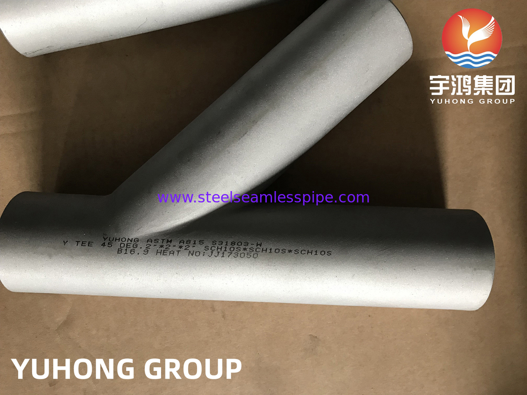 ASTM A815 UNS S31803 デュプレックス鋼管接続器 45度Y横断