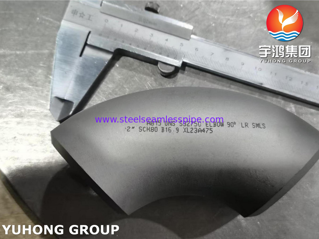 ASTM A815 S32750 デュプレックスステンレス鋼 フィッティング 肘 90 度 長半径 バットウェルド B16.9