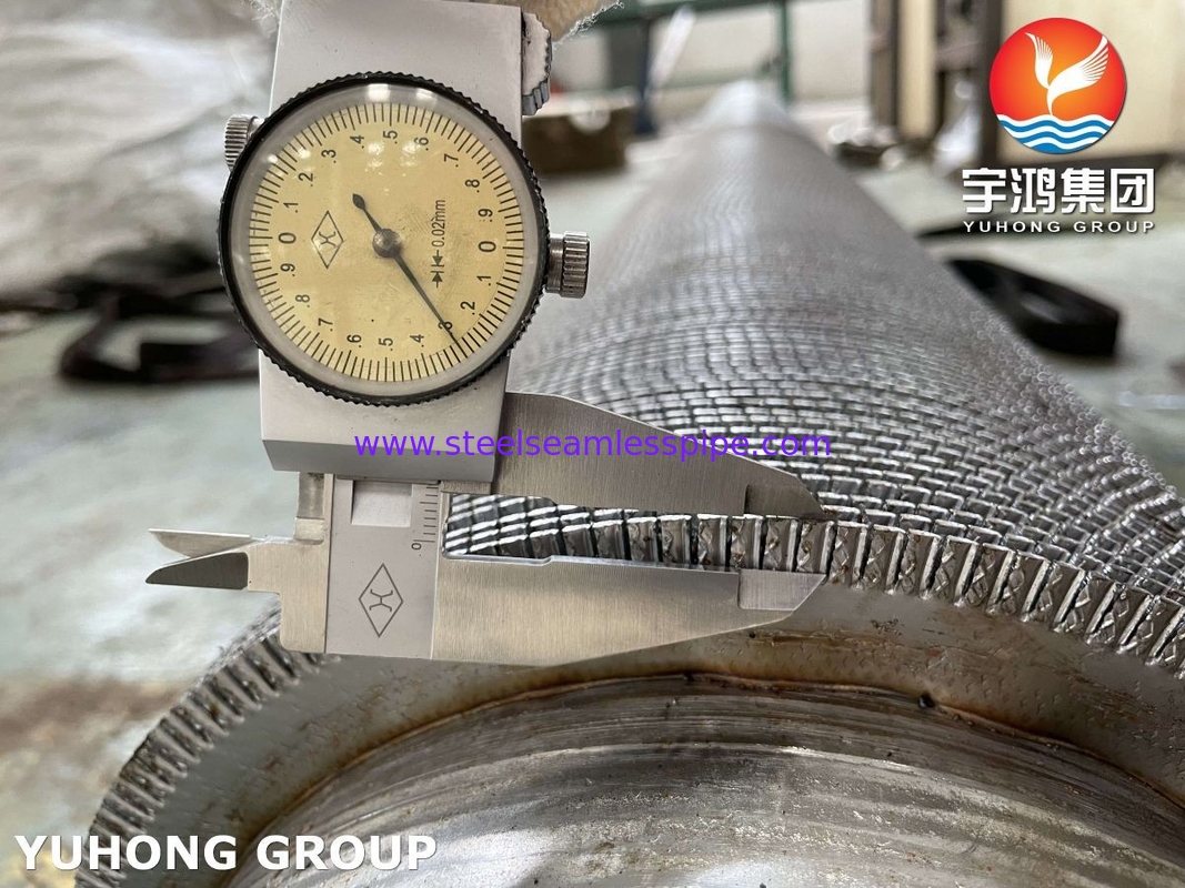 ASME SA312 TP347 ステンレス鋼 HFW 歯列管 ステンレスフィンのストライプ