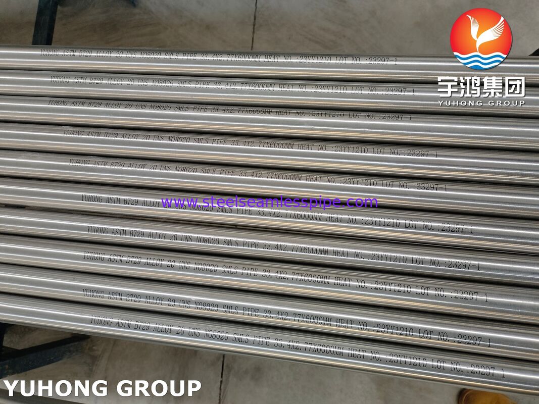 ASTM B729合金20 (UNS N08020) 縫い目のないチューブ,酸性環境における耐腐食性