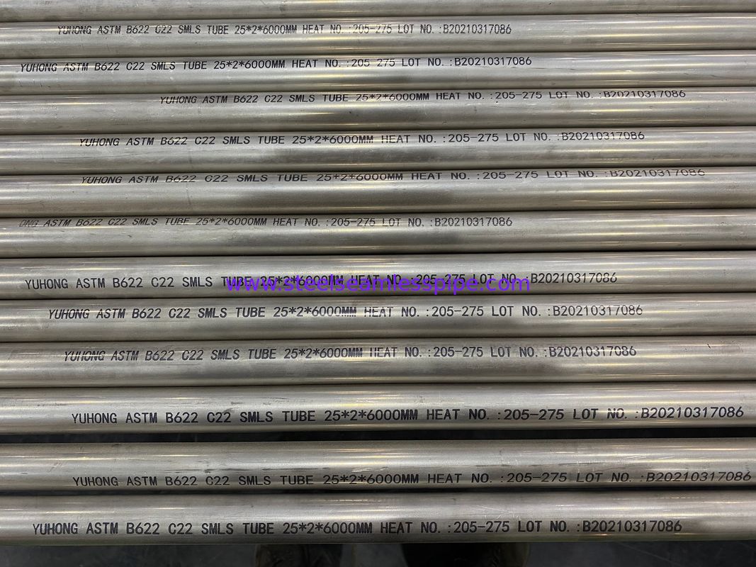 ASTM B622 C22 (UNS NO6022) ハステロイ鋼のシームレスチューブ,ET (ASTM E571),UT ((ASTM E213)