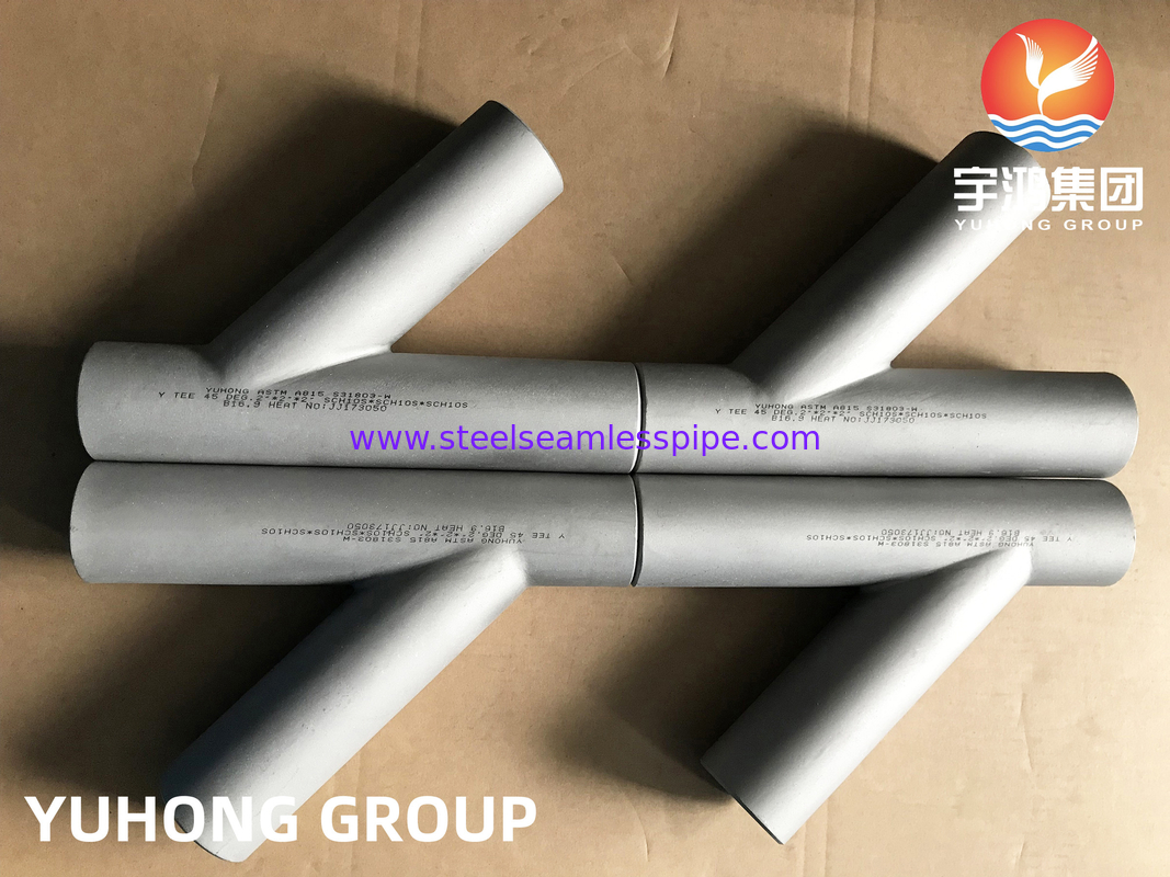 デュプレックス鋼 ASTM A815 S31803, Y形ティ, バット・ウェルド・パイプフィッティング B169
